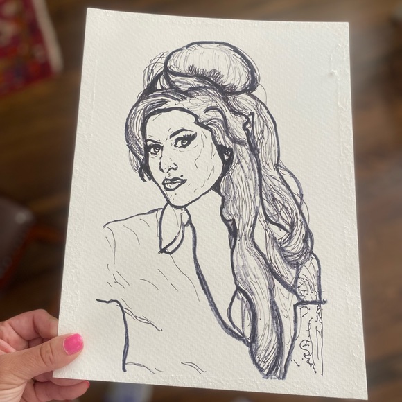 COPY - Amy winehouse black ink sketch print 8.5x11 in signed and numbered - Picture 6 of 6